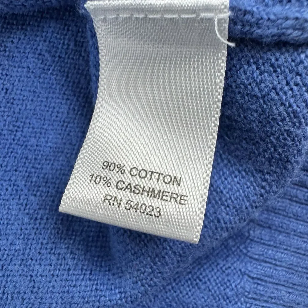 Banana Republic Men’s XL Blue Cotton Cashmere Mock Neck Button Preppy Sweater